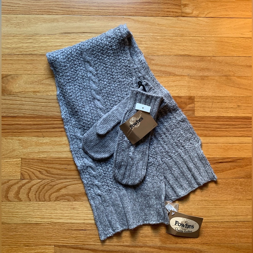 NWT Fownes Grey Scarf and Glove Set